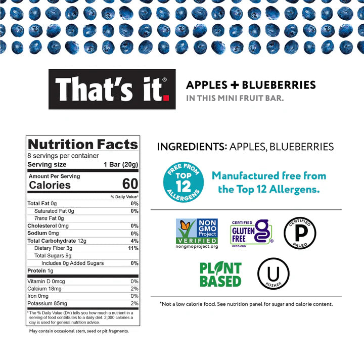 That's it Mini Fruit Bars Variety Pack - Blueberry, Mango & Strawberry (24 Bars)
