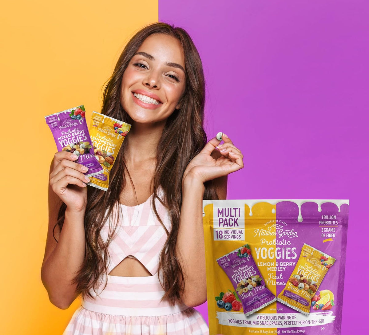 Nature's Garden Probiotic Yoggies Lemon & Berry Trail Mixer Snack Packs 24oz (Pack of 24)